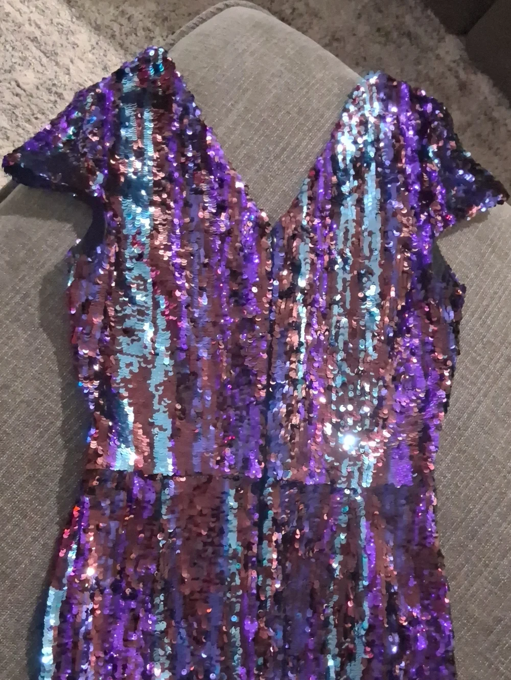 NWT Dress The Population Size Medium Iridescent Purple Teal Sequin Midi Dress - Picture 10 of 13